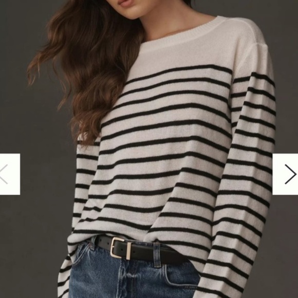 Reformation Cashmere Women's Boyfriend Striped Sweater - Black and White - Picture 1 of 7